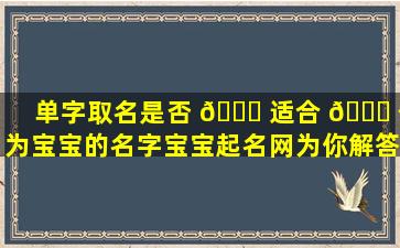 单字取名是否 🐕 适合 🐋 作为宝宝的名字宝宝起名网为你解答！